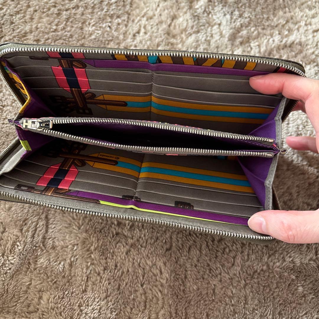 エルメス アザップロングシルクイン 長財布 ラウンドファスナー　P刻印