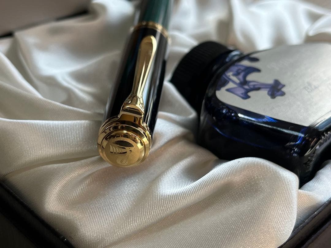 ペリカン スーベレーン M1000 F 細字 18C-750 緑縞 インクセット