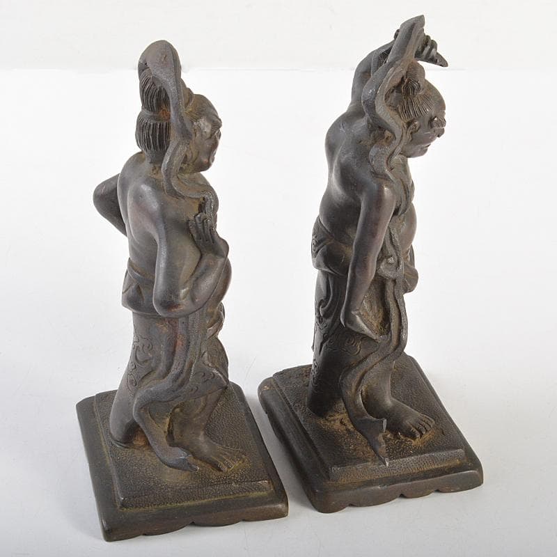 仏教美術　古銅　仁王像　金剛力士像　置物　H　R7416