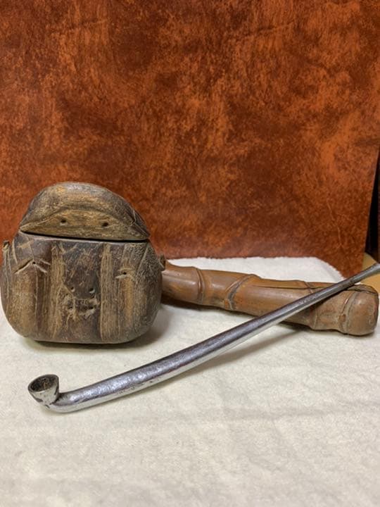 木製　竹煙管入れ 時代 古い喫煙具 古道具 骨董 キセル入れ キセルケース