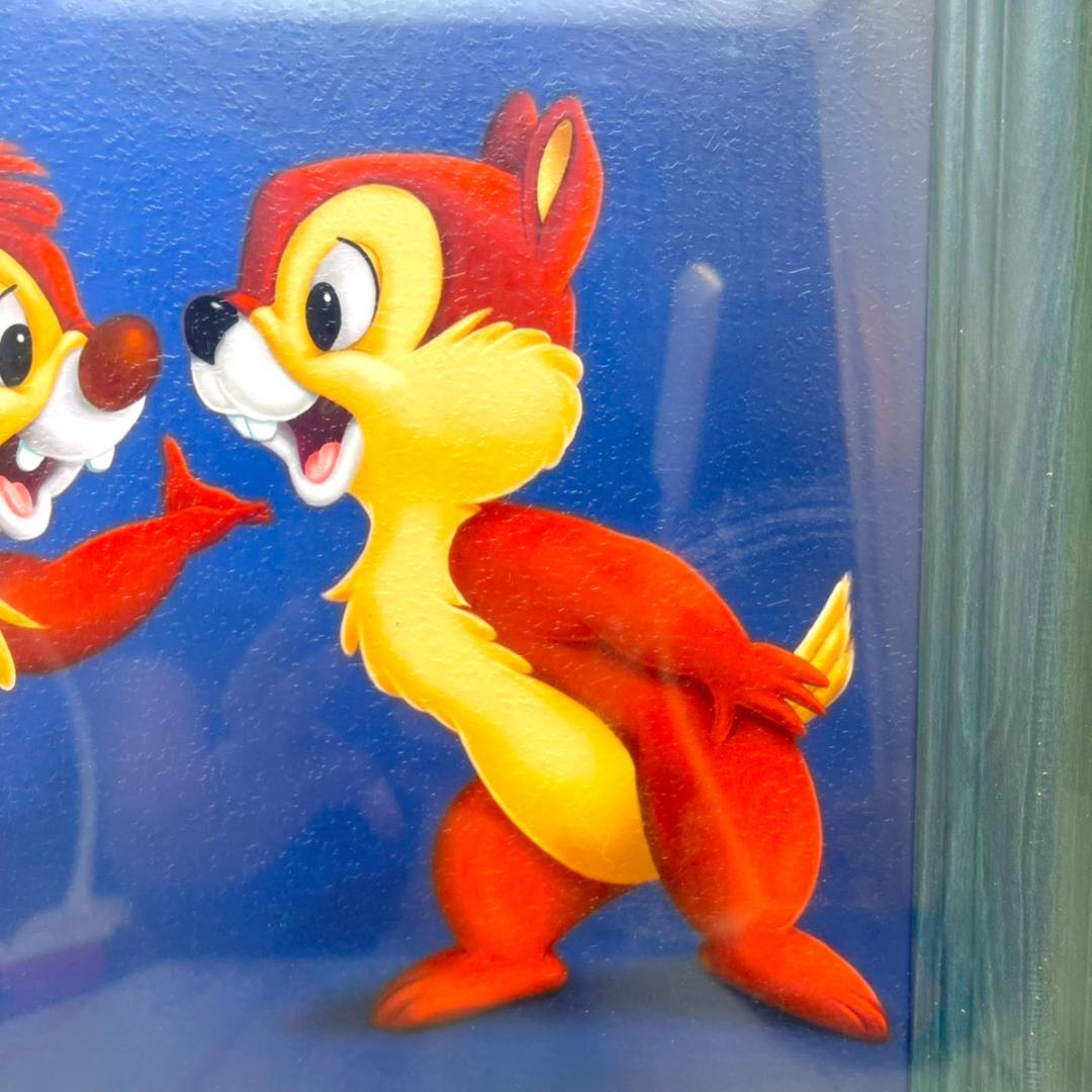 新品★チップとデール 油絵風 額縁 絵 絵画 ★ディズニー Disney TDL
