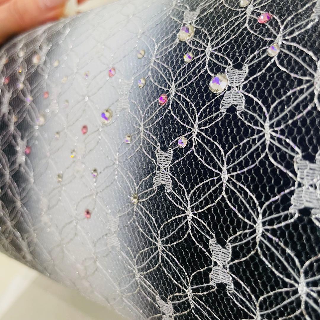 和装用 バッグ・草履（Lサイズ）セット（濃紺・ホワイト）シルバーレース 成人式