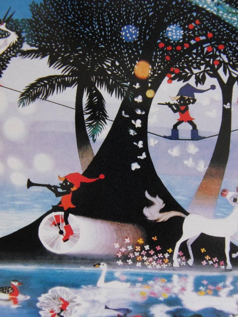 藤城清治、【生きるよろこび】、希少な額装用画集より、状態良好、新品額装付