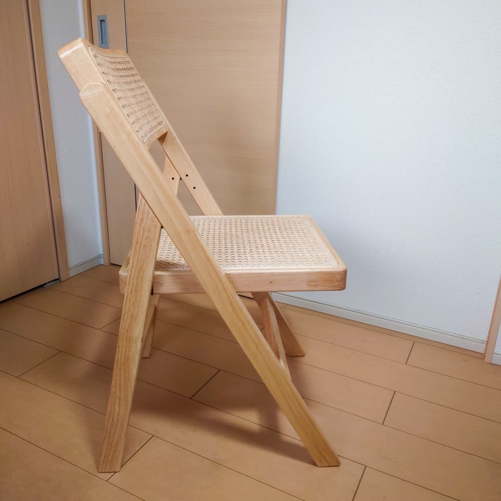 l’m【良品】ラタンチェア　かぎ編みイス　折りたたみ
