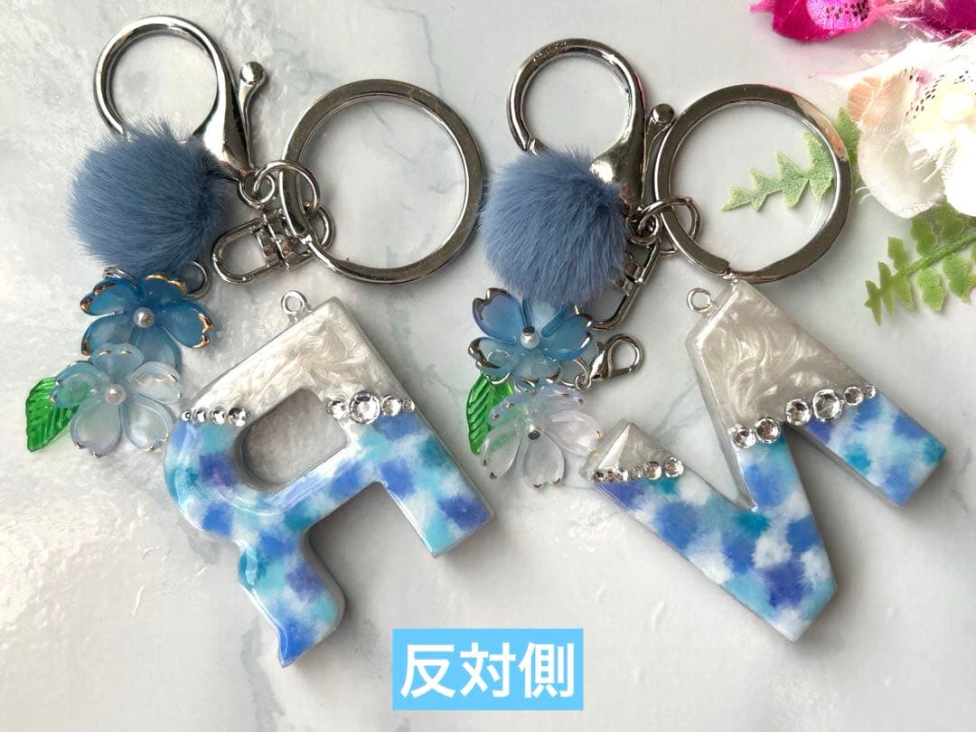 桔梗　イニシャルキーホルダー　16点　ハンドメイド　お花チャーム