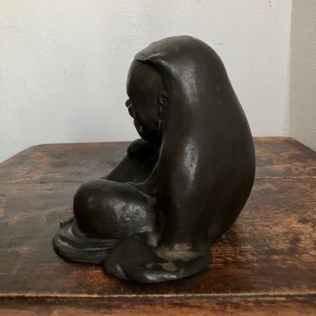 希少 ブロンズ製 達磨 古銅 個性的 時代物 骨董 アンティーク 達磨大師