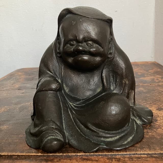 希少 ブロンズ製 達磨 古銅 個性的 時代物 骨董 アンティーク 達磨大師