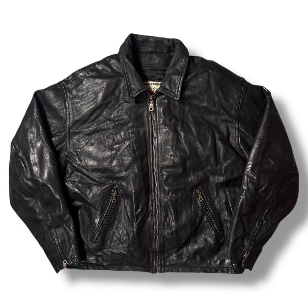 フランス ヴィンテージ バッファローレザー 襟付き シングルライダース ユーロ