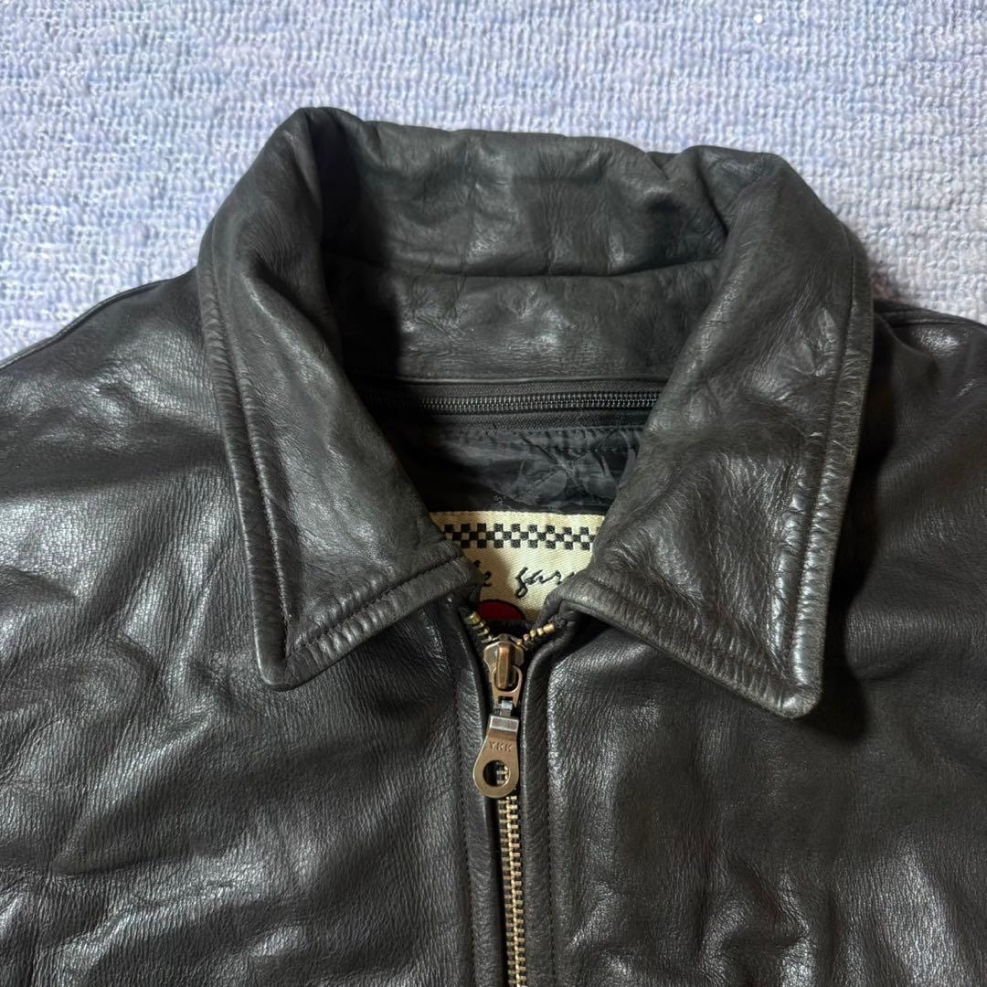 フランス ヴィンテージ バッファローレザー 襟付き シングルライダース ユーロ