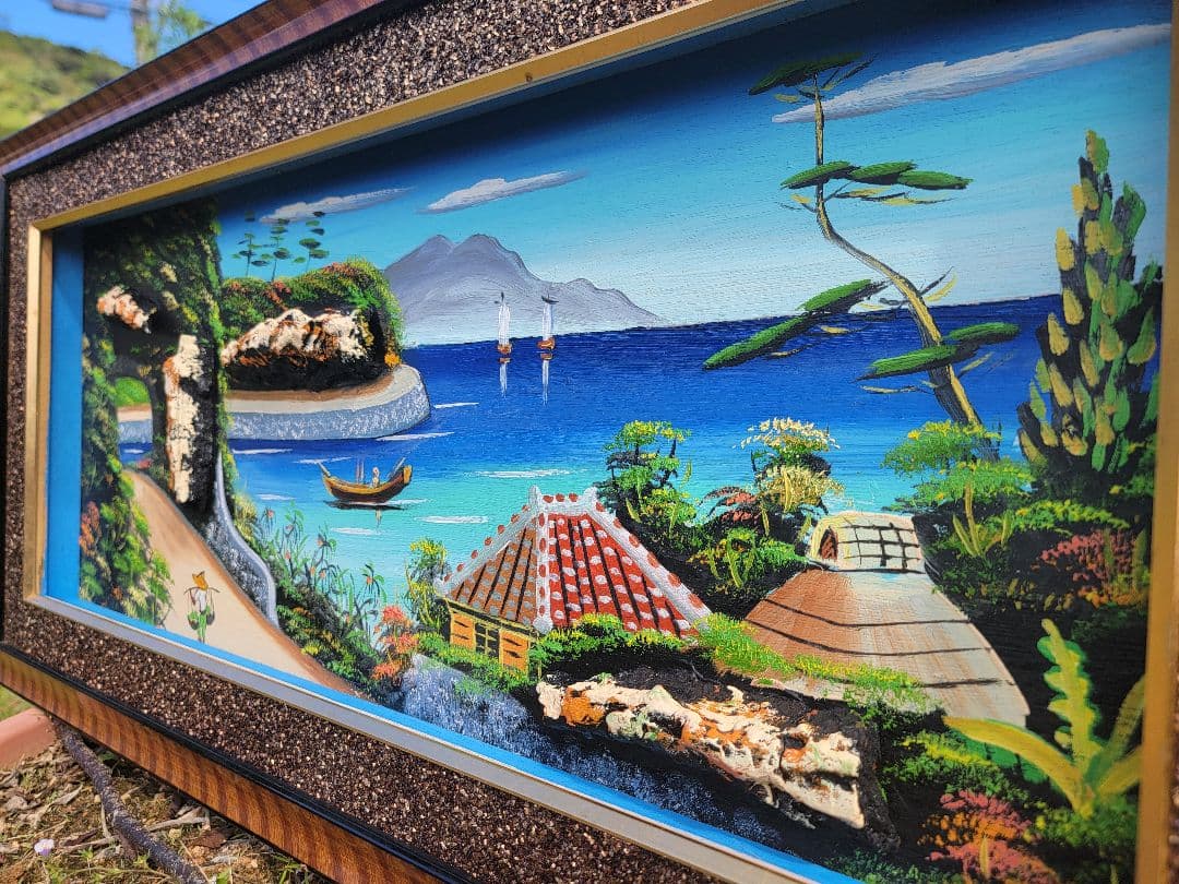 風景画 沖縄　アンティーク　絵画　絵　 約87.5cm x 42.5
cm