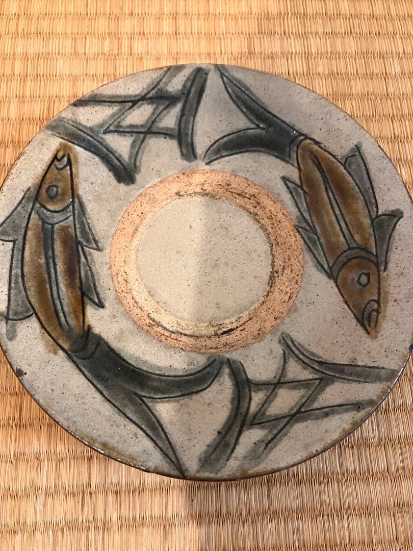 金城次郎　壺屋時代作品　魚紋中皿　民藝