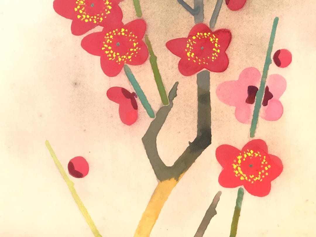 【 関口正男 早春 】　肉筆色紙