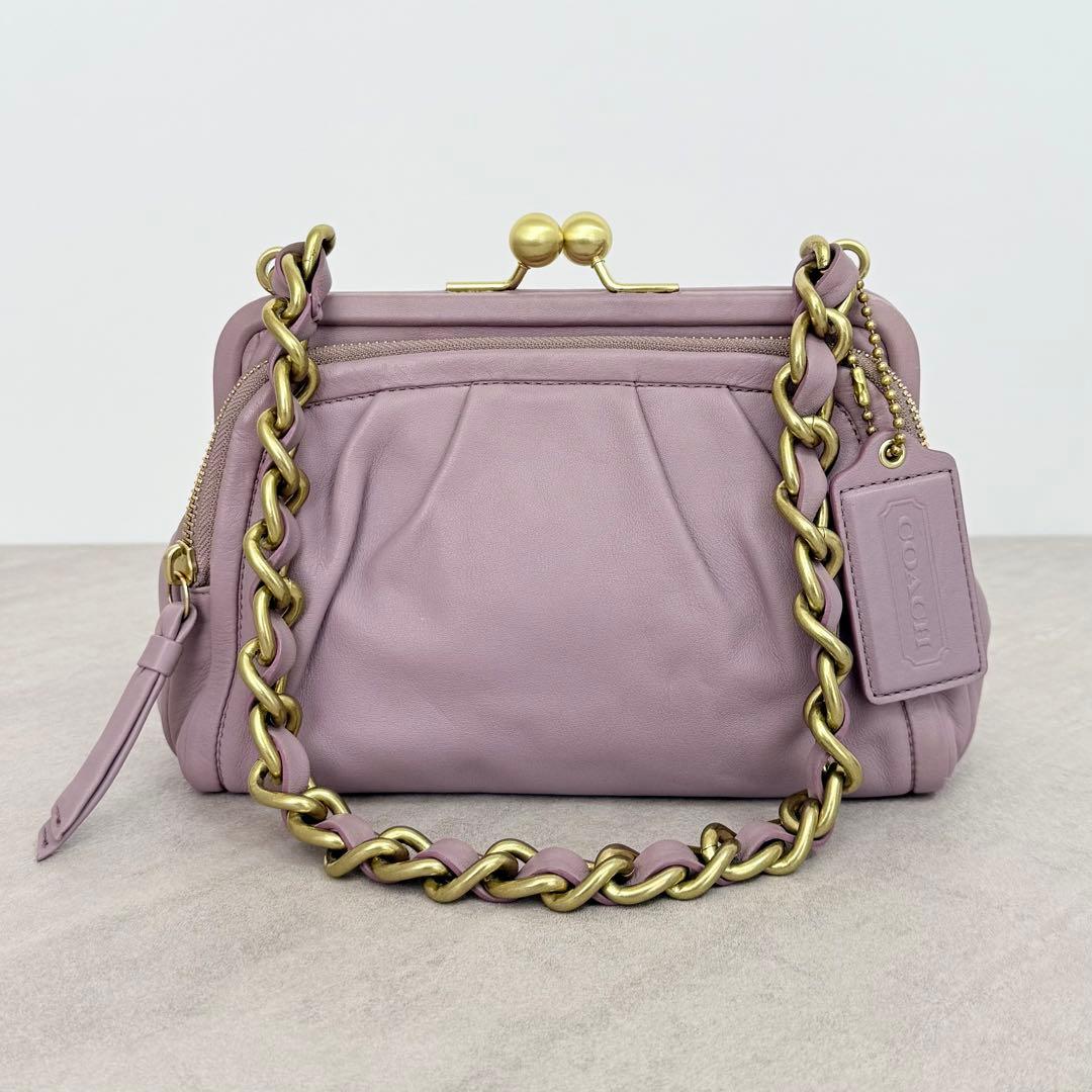 バッグ Coach Parker Leather Kisslock Shoulder