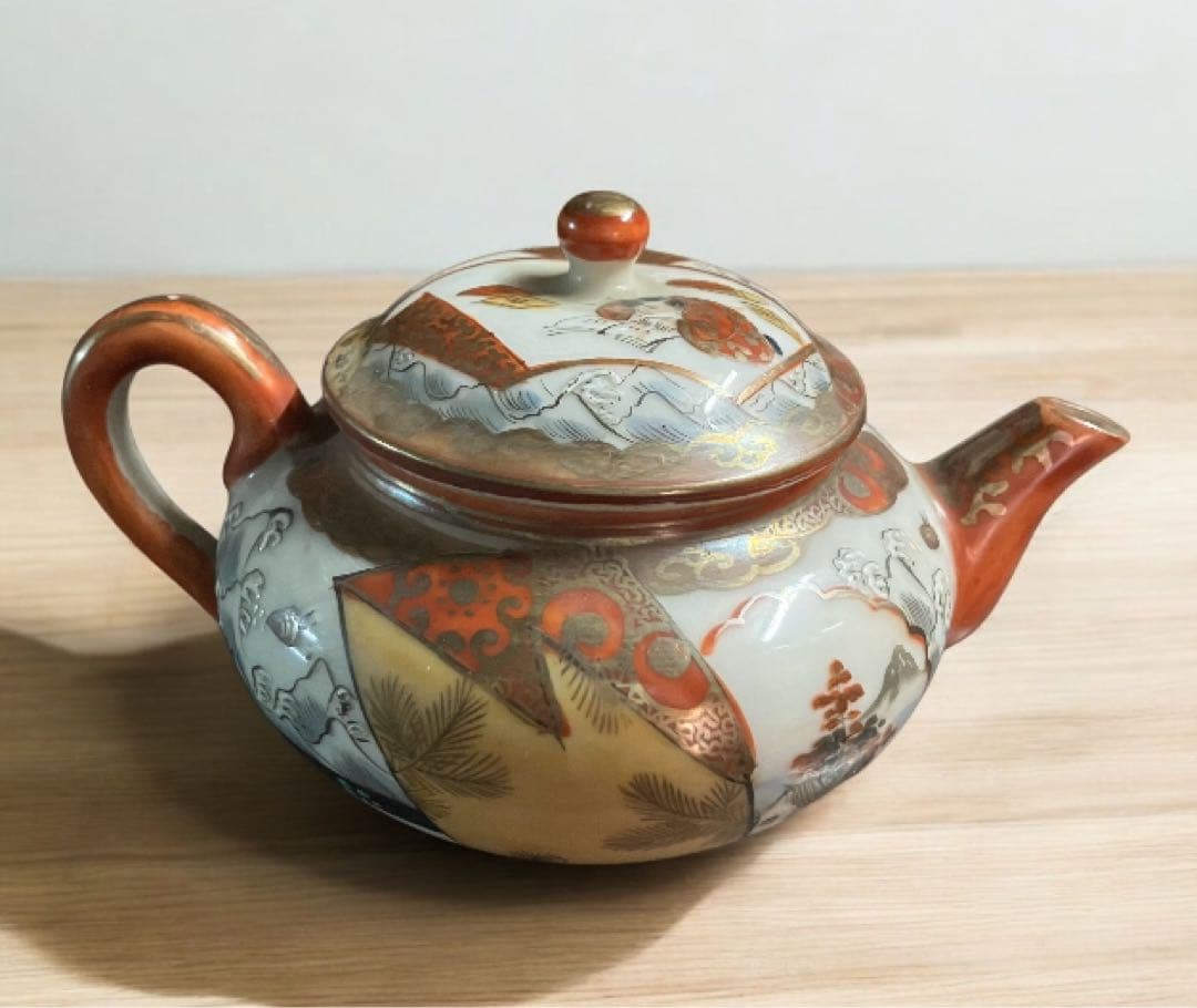 明治期九谷 最高峰加賀九谷 赤絵細描 煎茶道具 急須 茶器 煎茶 九谷焼　印