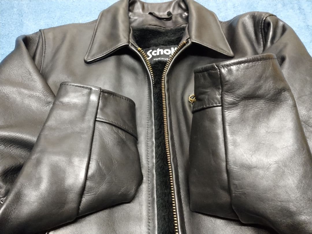 古着 Schott AT101 40 良品 シングル トラッカー ショット 黒