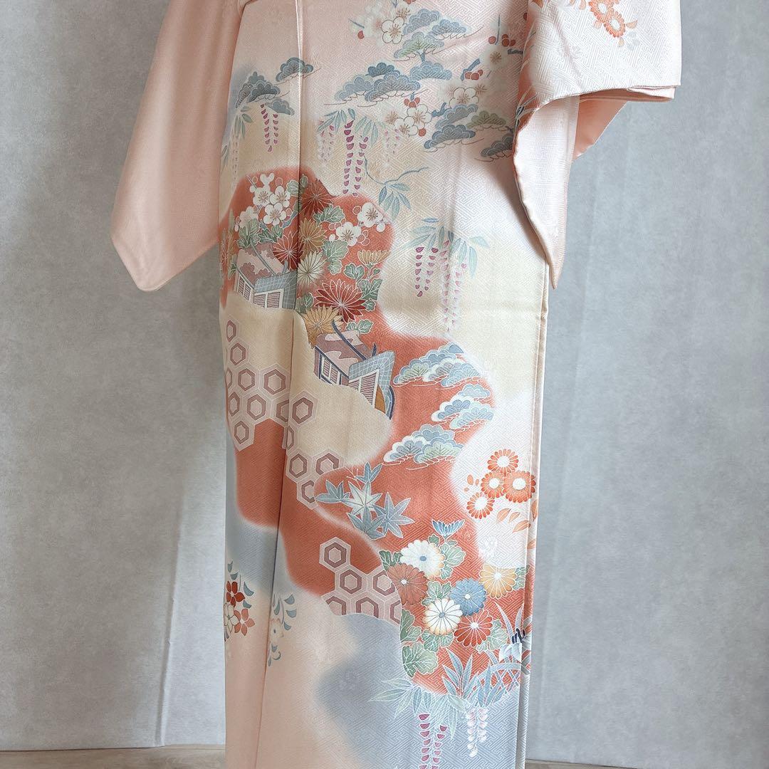 訪問着　フルセット　着物　正絹　トールサイズ　友禅　ほんのり雅　入学式　J7