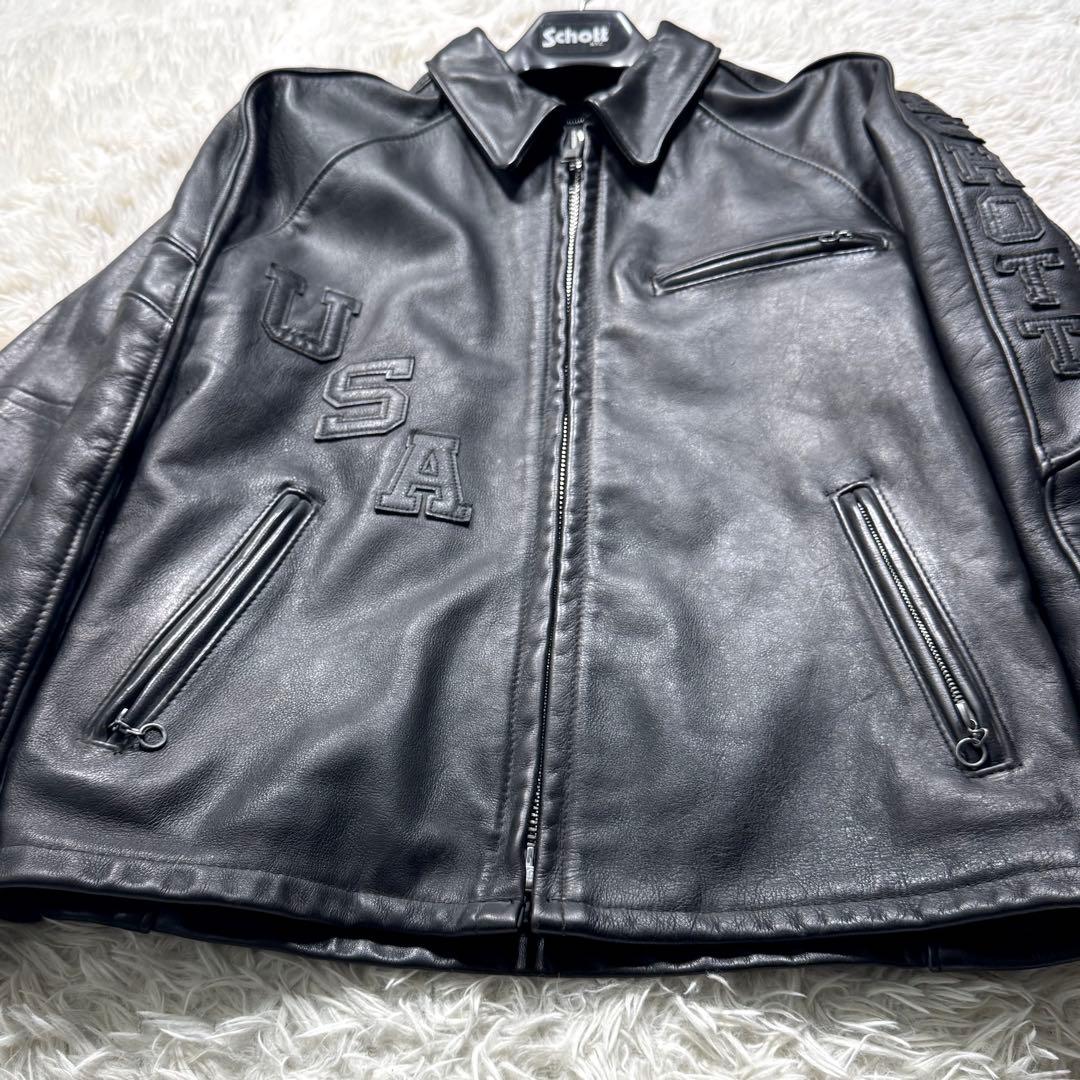 希少モデル✨schott トラッカージャケット　本革　441 黒　38