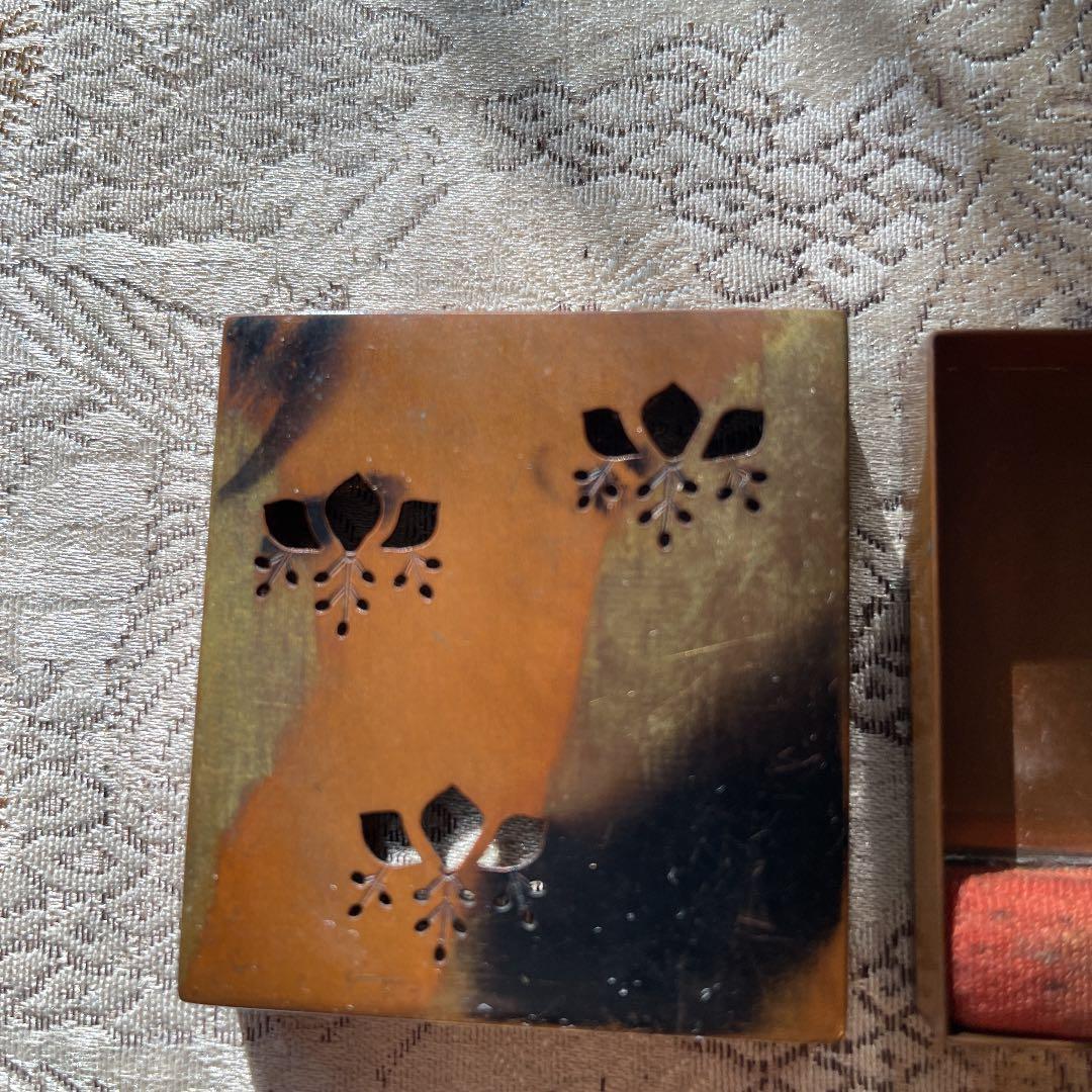 裁縫銅製小箱　更紗