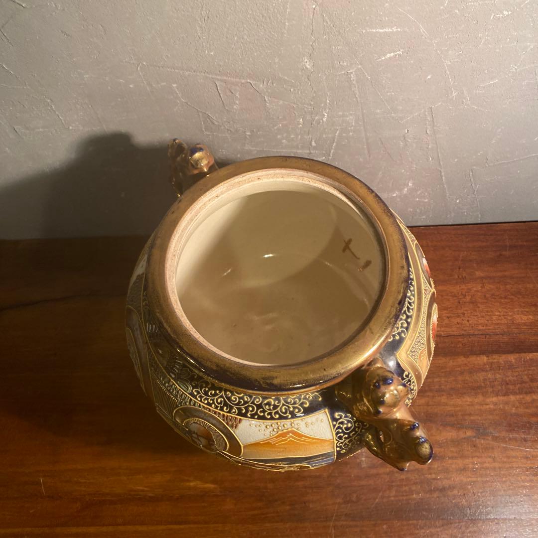 薩摩焼 三つ脚香炉 金襴手 古美術 骨董品 コレクション オブジェ