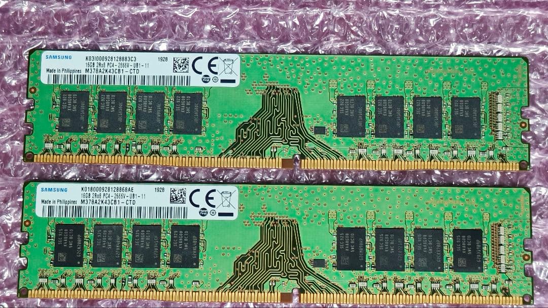 DDR4 16GBx2枚 32GB pc4-2666 動作確認済み ④