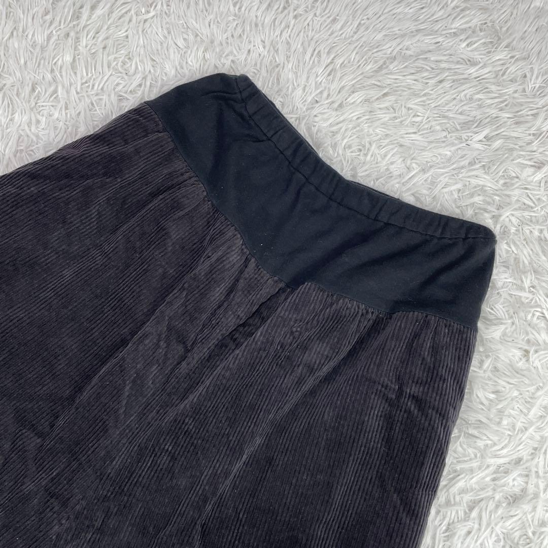 最終価格　ビアズリー コーデュロイ　ウエストリブパンツ　フリー　ブラック