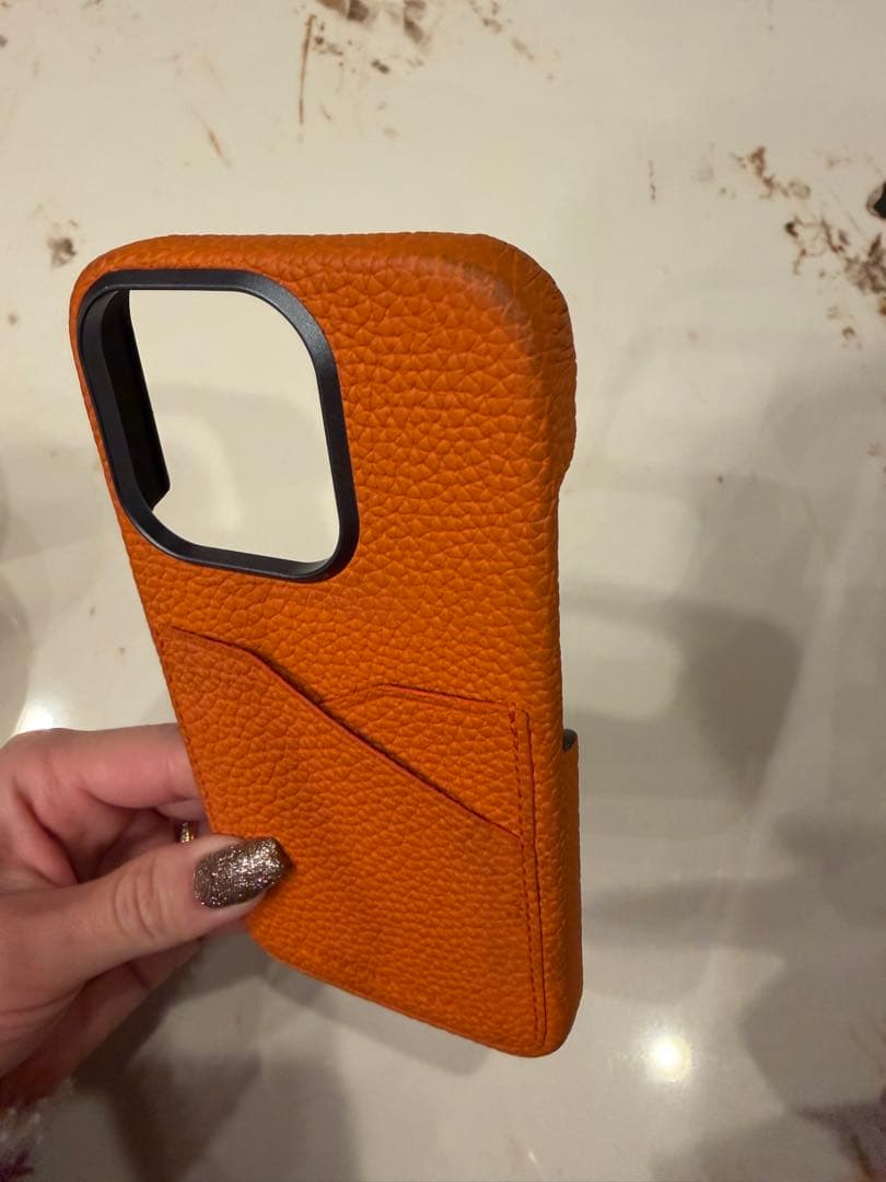 オレンジ レザー ボナベンチュラ　iPhone16pro iPhoneケース