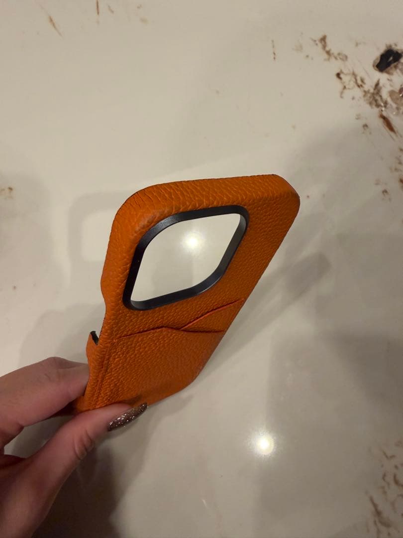 オレンジ レザー ボナベンチュラ　iPhone16pro iPhoneケース