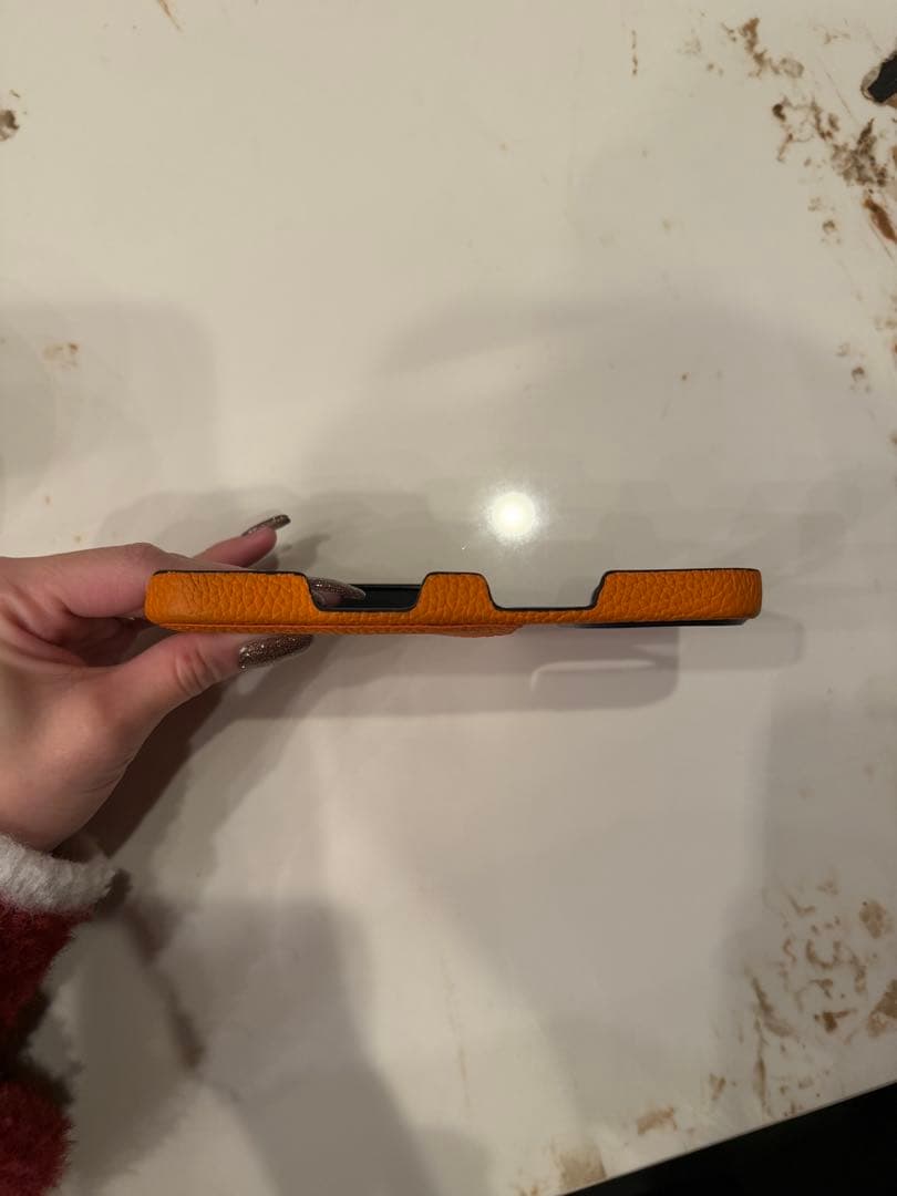 オレンジ レザー ボナベンチュラ　iPhone16pro iPhoneケース