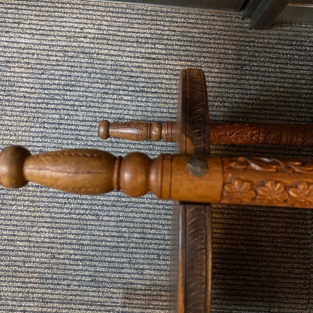 INDIA製 インド製　木製3段サイドテーブル　アンティーク