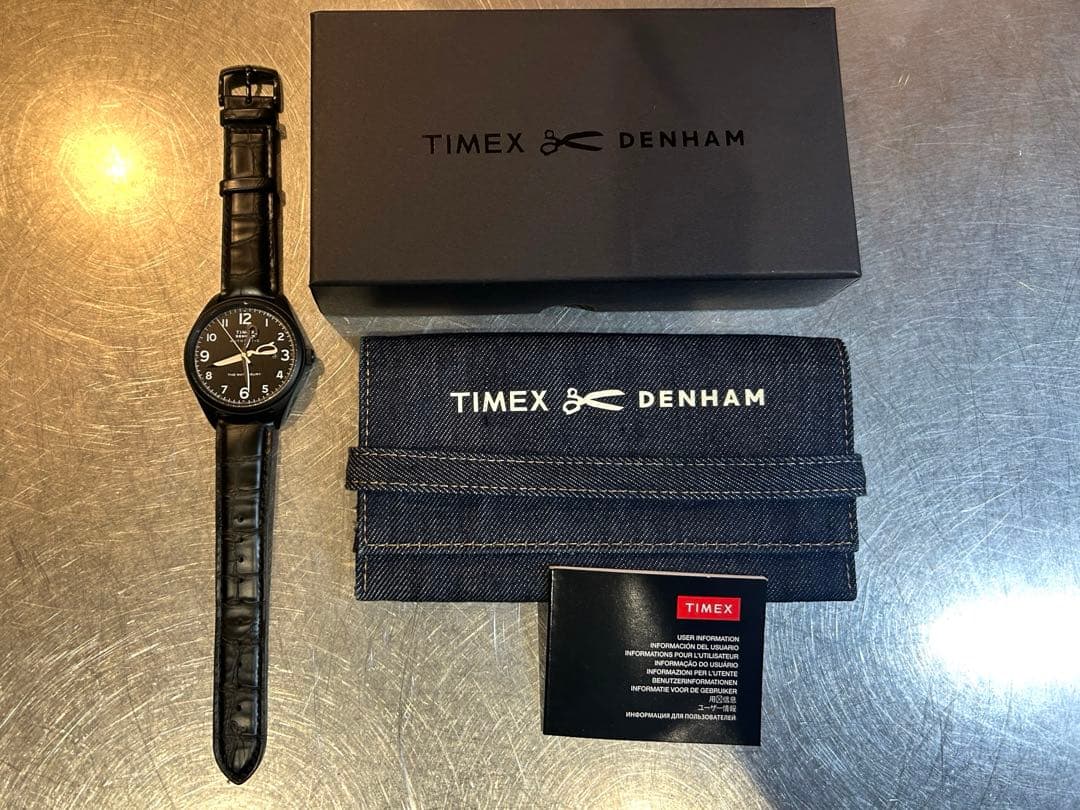 【美品】TIMEX DENHAM 自動巻き腕時計 ブラック