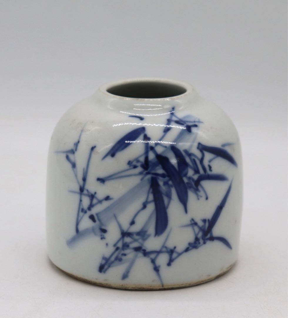 中国　民国期　染付竹紋水滴　江西磁業公司　送料込み0716