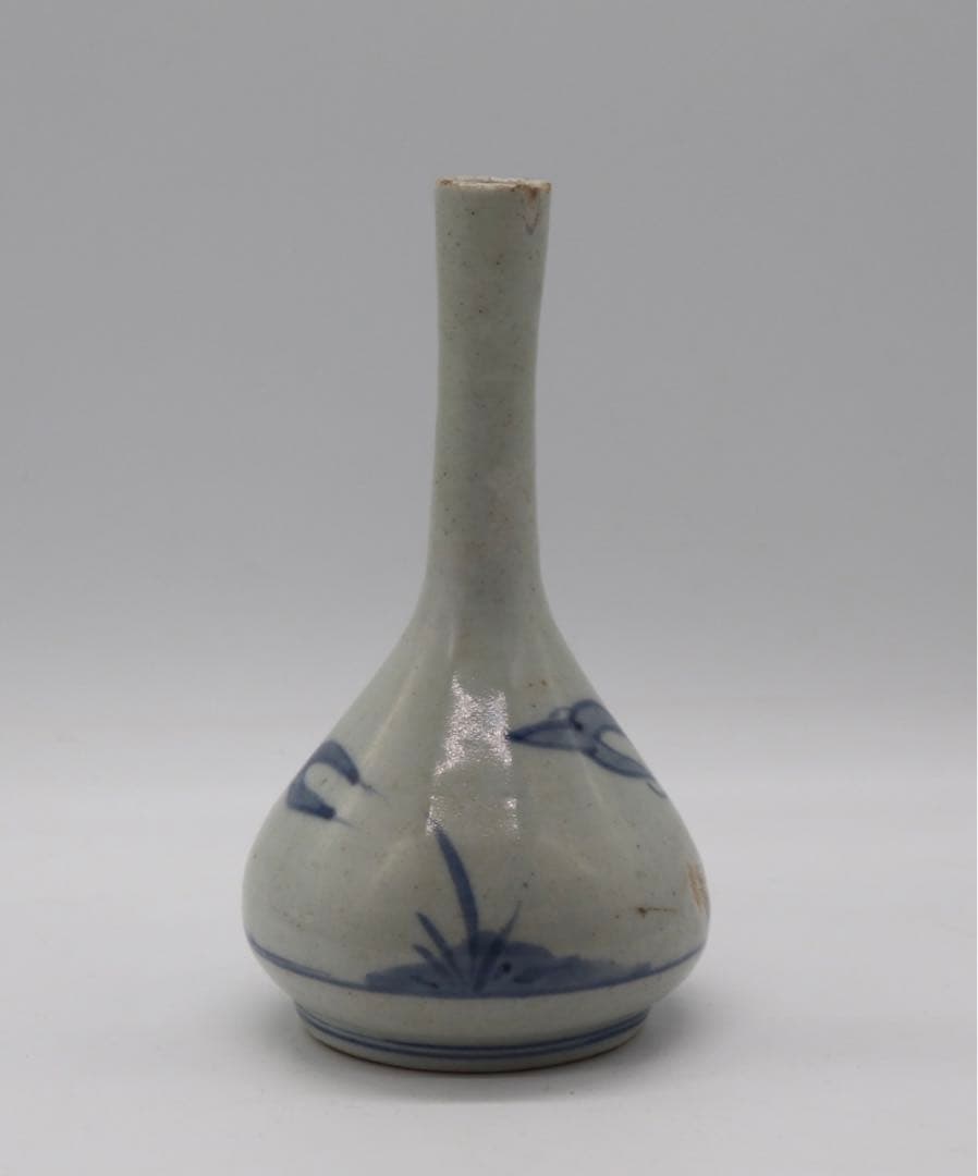 染付長頸瓶　　アンティーク　送料込み0206