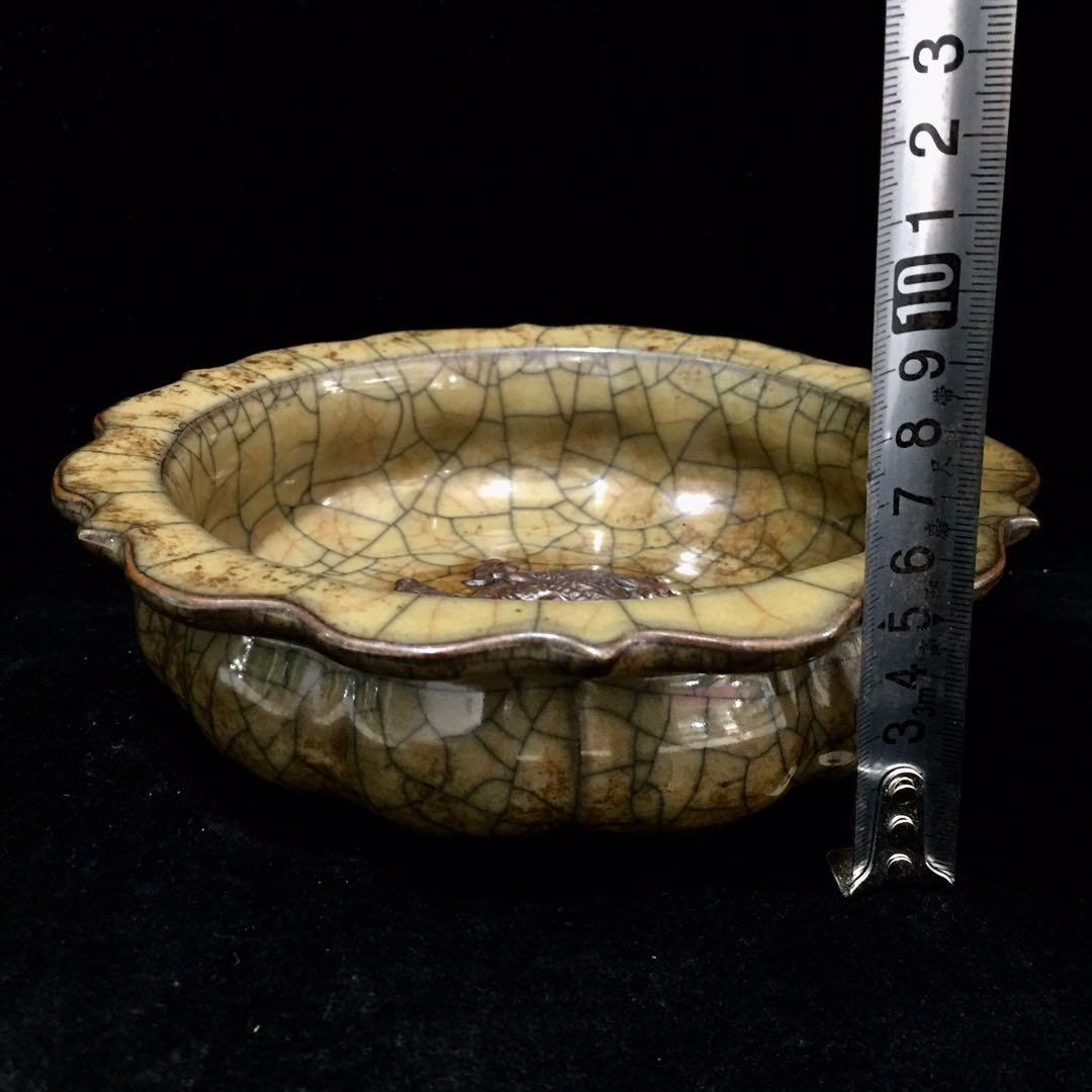 文房具　宋時代　龍文 哥窯青磁 陶器　冰裂纹 貫入