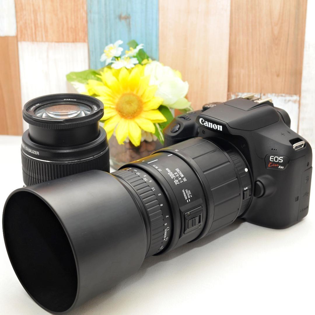 Wi-Fi搭載&超軽量✨Canon Kiss X80✨超望遠付き✨ダブルレンズ✨