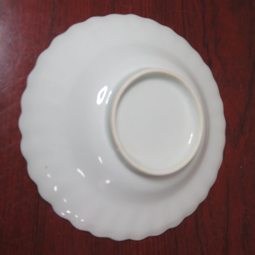 白磁 染付 菊型 皿 4枚 花文様 古伊万里