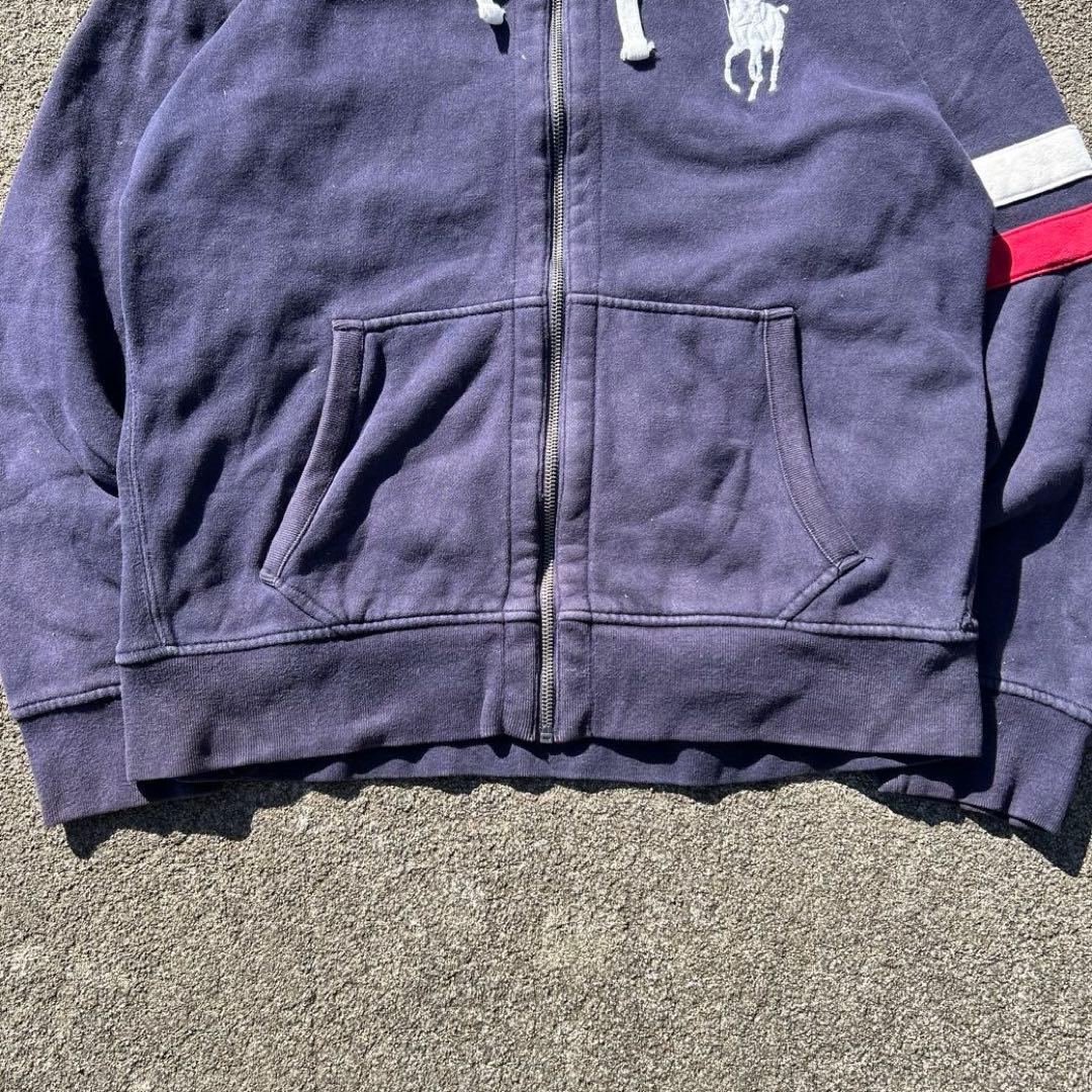 90s Polo Ralph lauren ジップパーカー　ビッグポニー　茄子紺