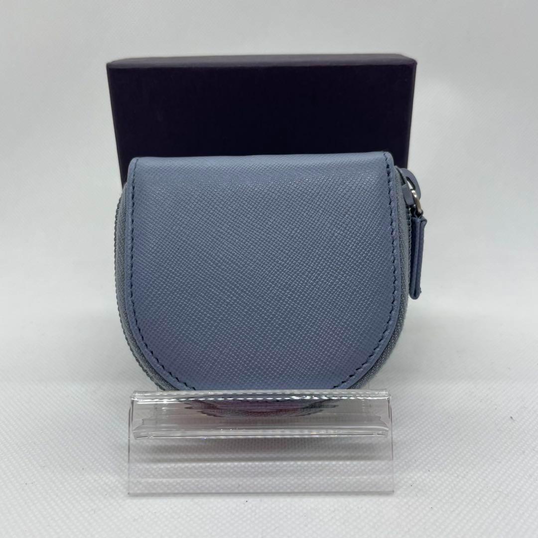 【未使用級/付属品完備】プラダ ケース レザー ラウンドファスナー 青