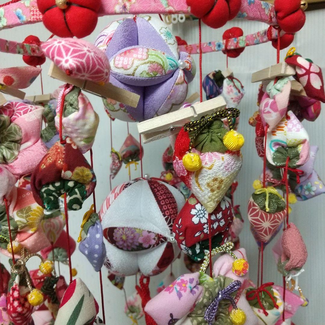 10連 102個 艶やか♪華やか♪ちりめん細工 つるし飾り 80cm