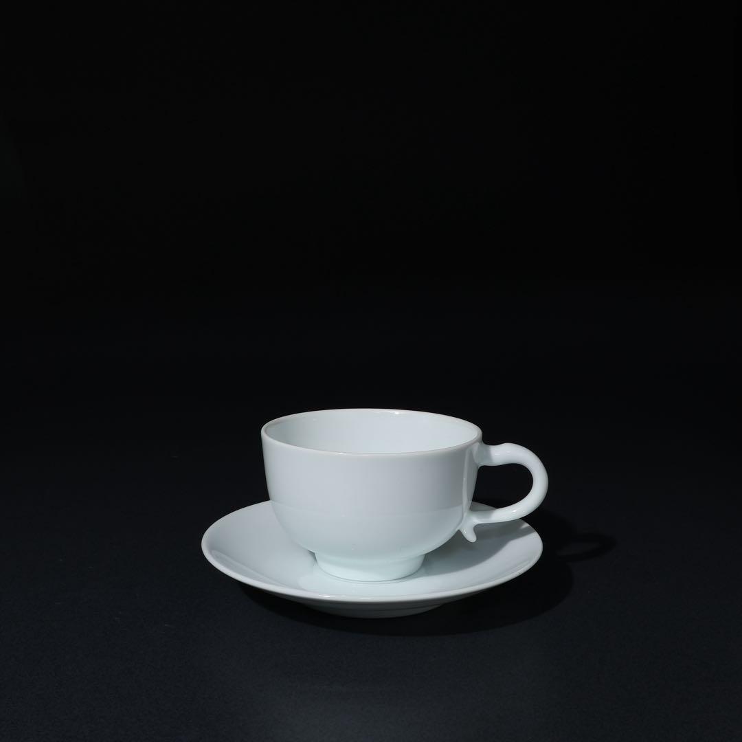 人間国宝　井上萬二　白磁紅茶碗５客　共箱　白無地　R1462ラ