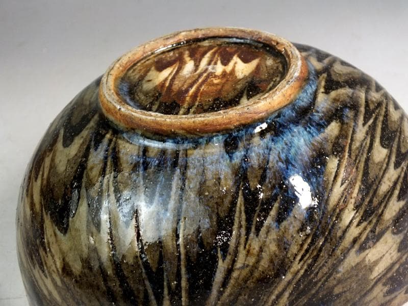 ☆ 上田恒次 作 練上鶉文 茶碗 共箱 上手です!! B3