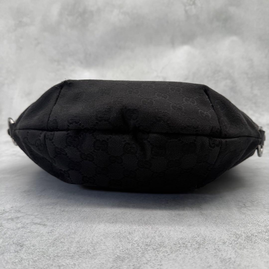 GUCCI グッチ ワンショルダーバッグ GGキャンバス レザー 肩掛け 黒