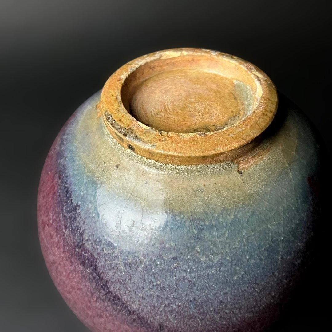 唐物 鈞窯 天青釉紫斑玉壺春 中国美術 古玩 SH84