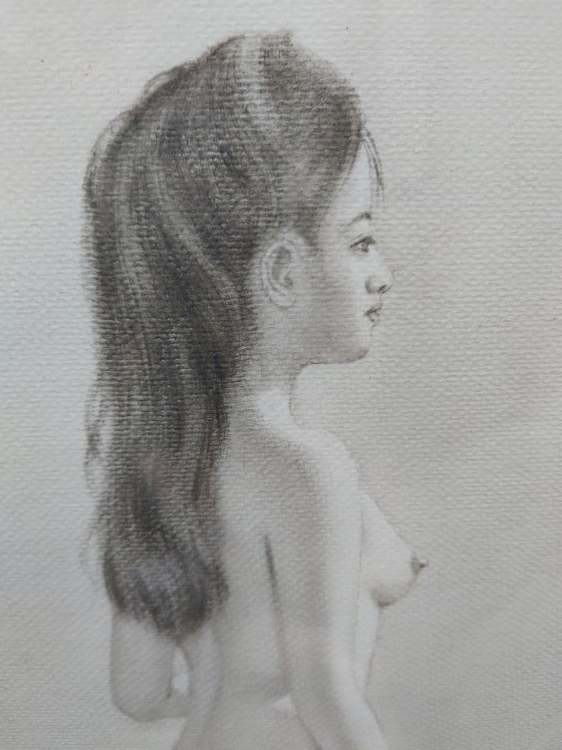 人見友紀 「ラフ」真筆 絵画 鉛筆画 裸婦 裸婦画