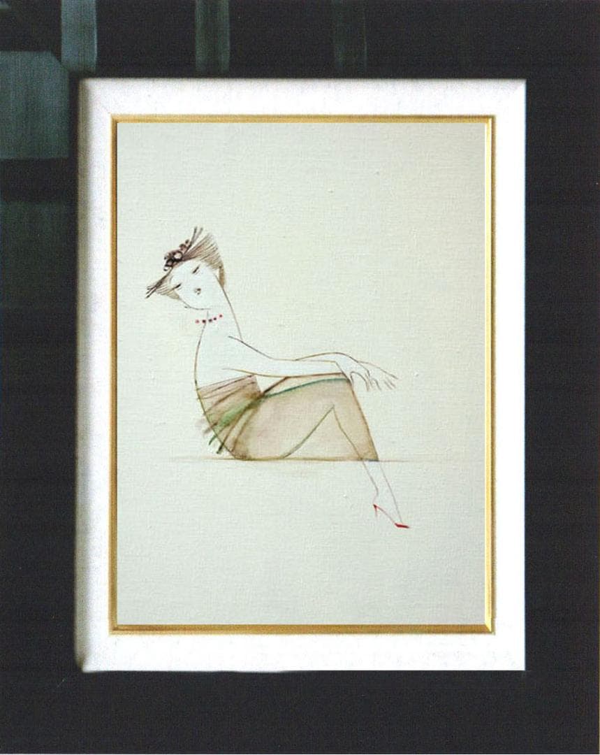 油絵 菅家令子 絵 絵画 インテリア 額付(黒) F4-080315 人物 女性