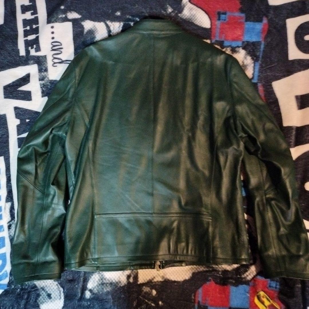 ジャックローズ　ダークグリーン レザー シングルライダースジャケット　本革