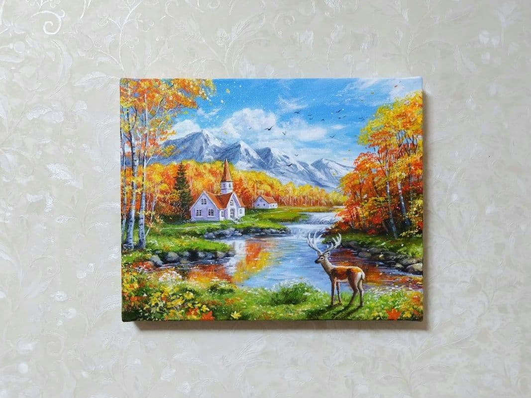 そ*る様 【秋の訪れ】アクリル画 F3 風景画 絵画