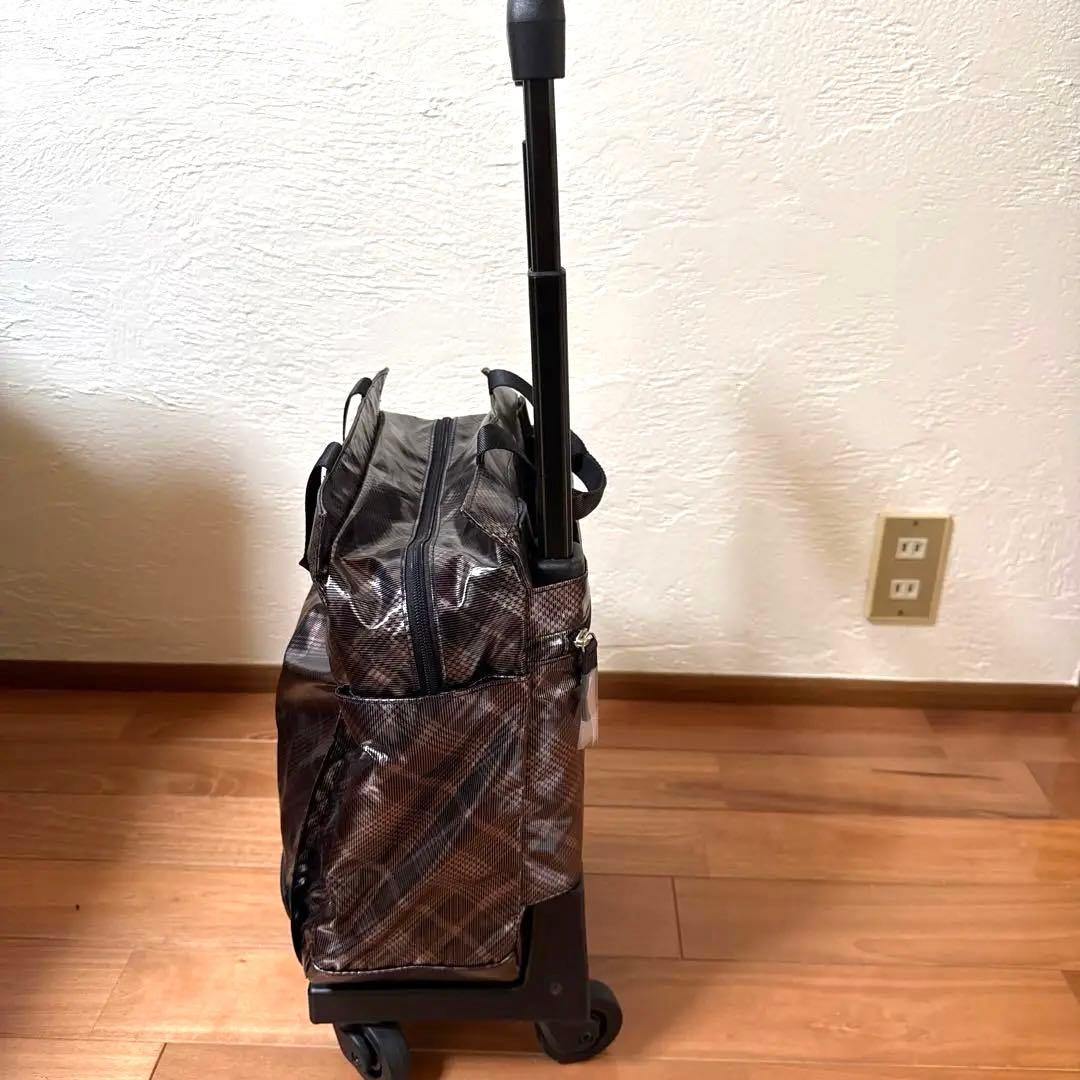 ブラウンチェック柄キャリーカート
