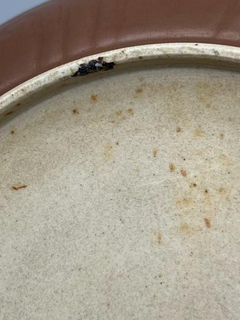 元末明初 明時代 祭藍釉 紫金釉　吉祥雲龍文盤　【旧家蔵出し】(B-43)