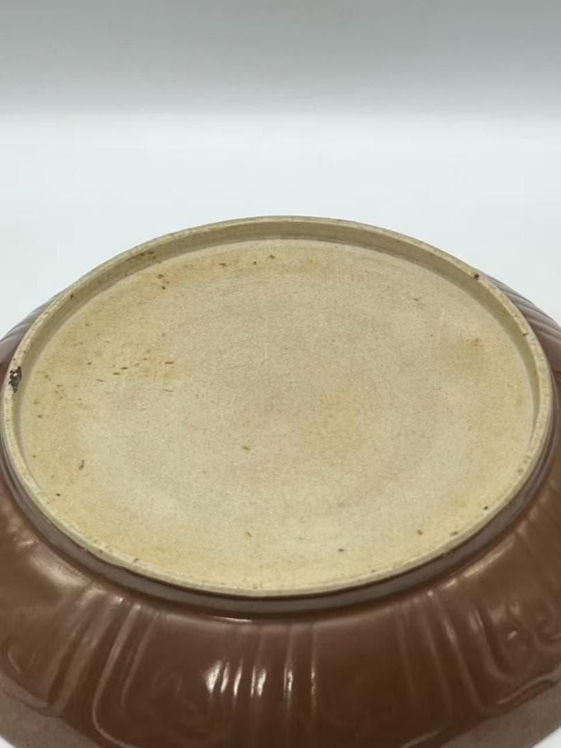 元末明初 明時代 祭藍釉 紫金釉　吉祥雲龍文盤　【旧家蔵出し】(B-43)