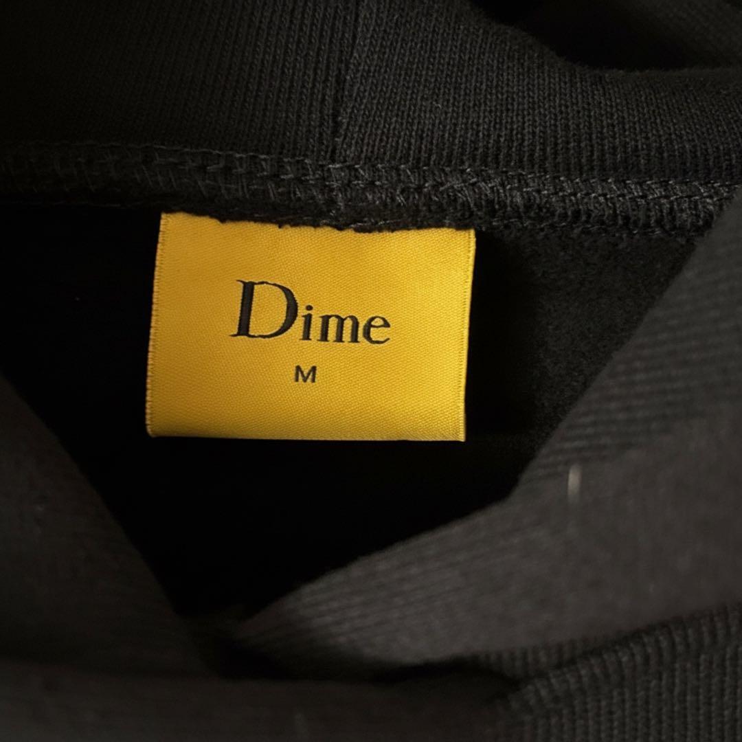 Dime クラシックロゴ 刺繍 パーカー 黒 M ブラック同色ロゴ ダイム 完売